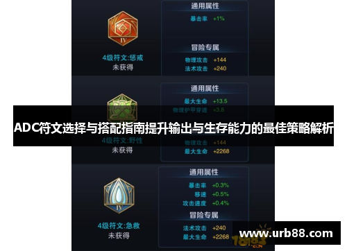 ADC符文选择与搭配指南提升输出与生存能力的最佳策略解析
